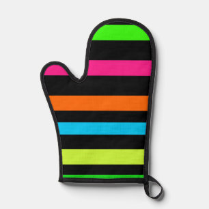 Neon Stripes Pattern Oven Mitt