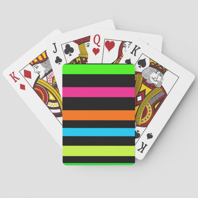 Neon Stripes Pattern Playing Cards (Back)