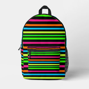 Neon Stripes Pattern Printed Backpack
