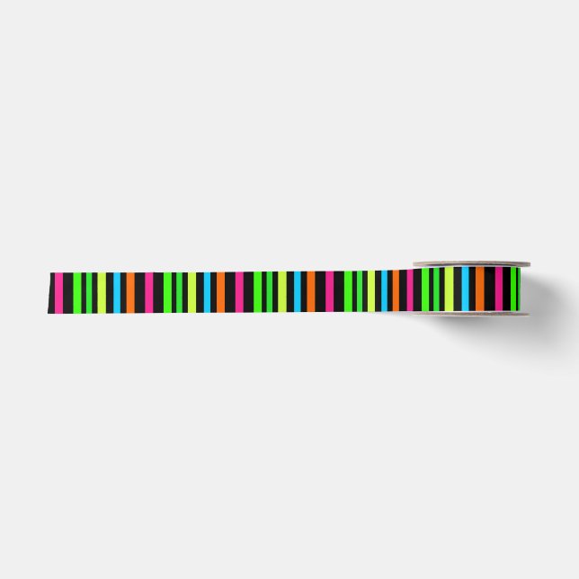 Neon Stripes Pattern Satin Ribbon (Front)