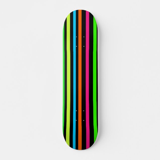 Neon Stripes Pattern Skateboard (Front)