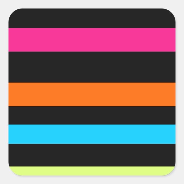 Neon Stripes Pattern Square Sticker (Front)