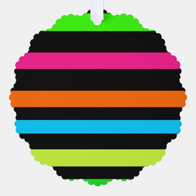 Neon Stripes Pattern Tree Decoration Card (Front)