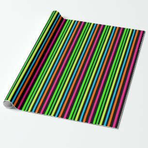 Neon Stripes Pattern Wrapping Paper