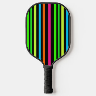 Neon stripes pickleball paddle