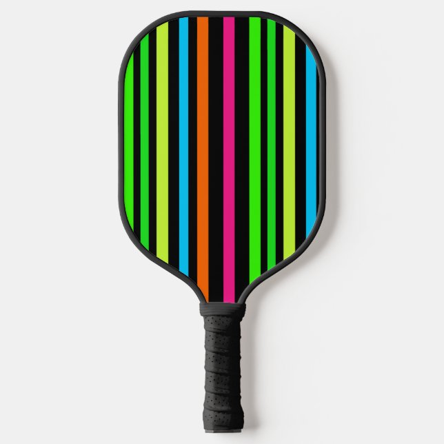 Neon stripes pickleball paddle (Front)