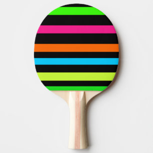 Neon stripes ping pong paddle