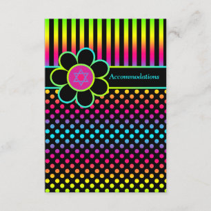Neon Stripes Polka Dots Bat Mitzvah Enclosure Card