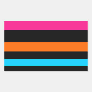 Neon stripes rectangular sticker