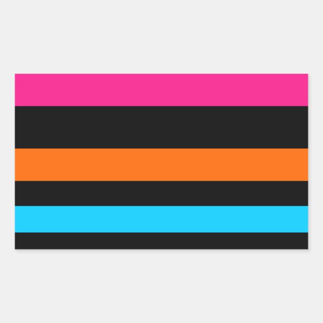 Neon stripes rectangular sticker (Front)