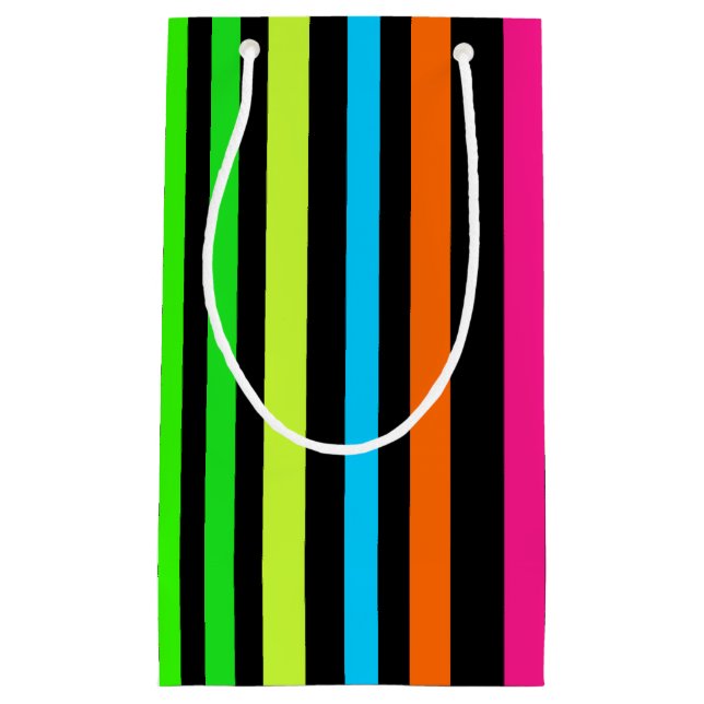 Neon stripes small gift bag (Front)
