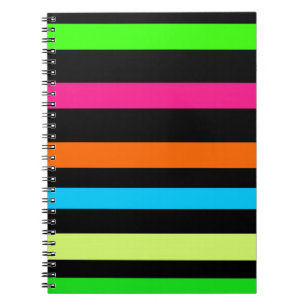 Neon stripes spiral notebook