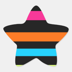 Neon stripes star sticker