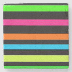 Neon stripes stone coaster