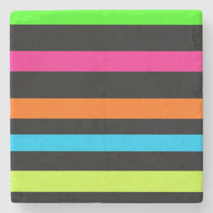 Neon stripes stone coaster
