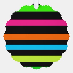 Neon stripes tree decoration card