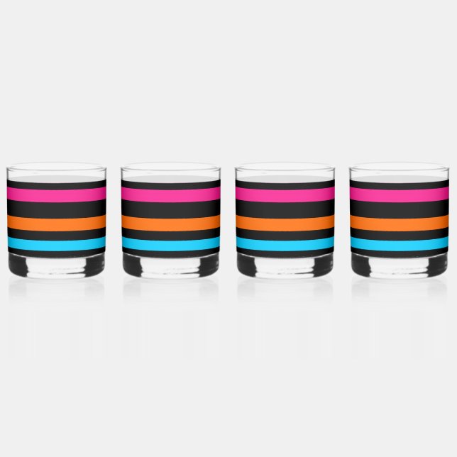 Neon stripes whiskey glass (Front)