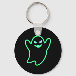 Neon-style Cartoon Ghost Halloween Tee Key Ring