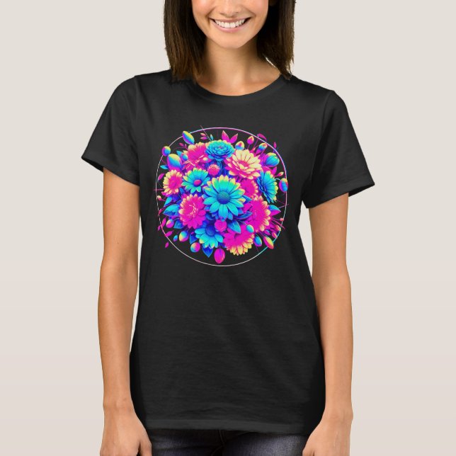 Neon Style Flowers T-Shirt (Front)