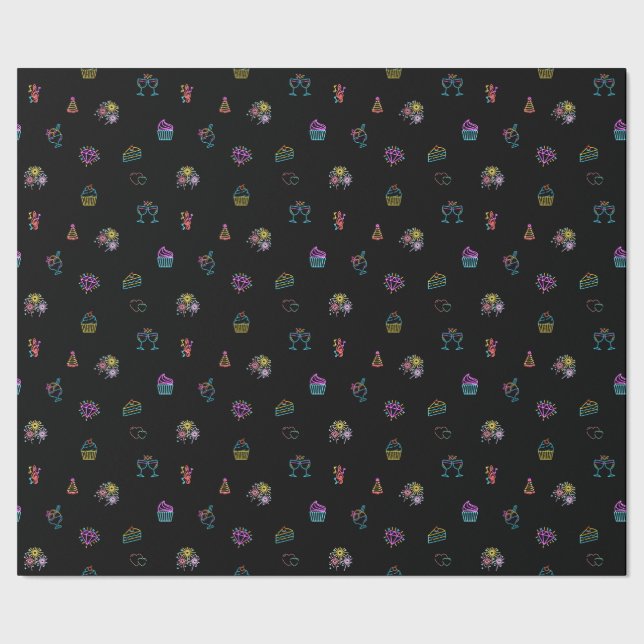 Neon Style Party Wrapping Paper - Roll (Seam)
