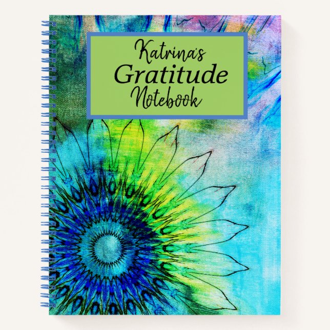 Neon Sunflower Gratitude Personalised Notebook (Front)