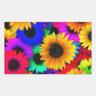 Neon Sunflowers Rectangular Sticker