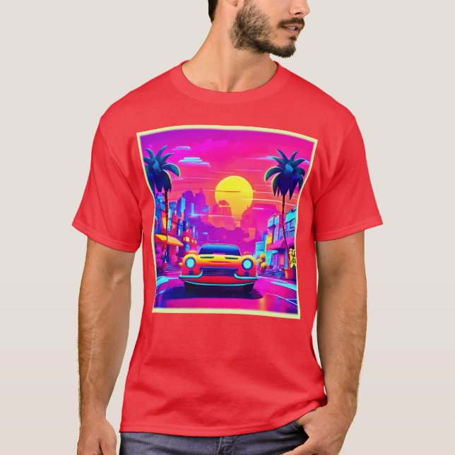 Neon Sunset City Drive T-Shirt (Front)