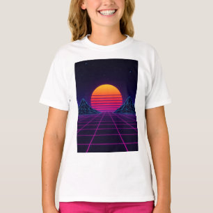 Neon Sunset Grid – Retro-Futuristic Synthwave Stic T-Shirt