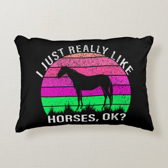 Neon Sunset I Really Like Horses   Decorative Cushion (Front)