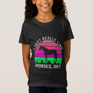 Neon Sunset I Really Like Horses T-Shirt