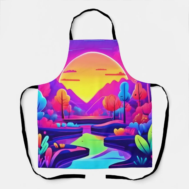 Neon Sunset Landscape Apron (Front)