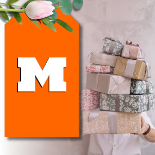 Neon Sunset Orange and White 3D Big Modern Initial Gift Tags