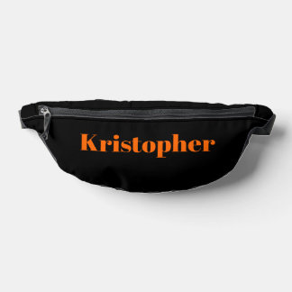 Neon Sunset Orange Classic Name | Black Stylish Bum Bags