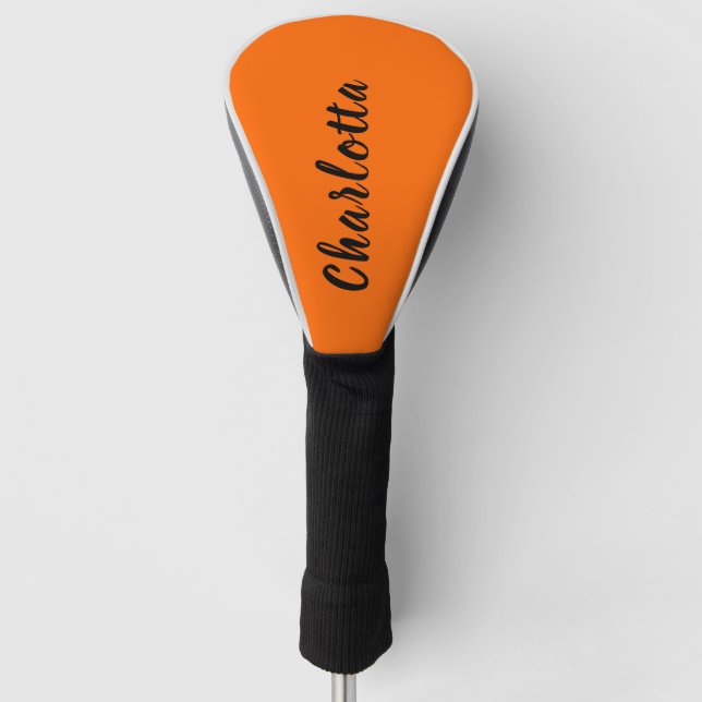 Neon Sunset Orange Solid Colour Custom Personalise Golf Head Cover (Front)