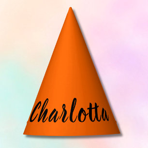 Neon Sunset Orange Solid Colour Custom Personalise Party Hat