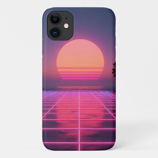 Neon Sunset Retro Phone Case (Back)