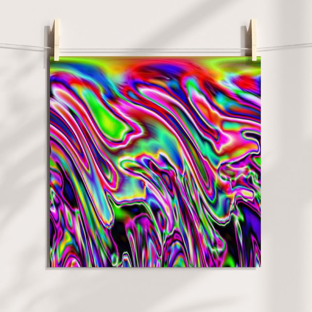 Neon Swirls Abstract Digital Poster (Neon Swirls Abstract Digital Poster)