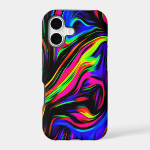 Neon Swirls Marbled Black Yellow Pink Blue