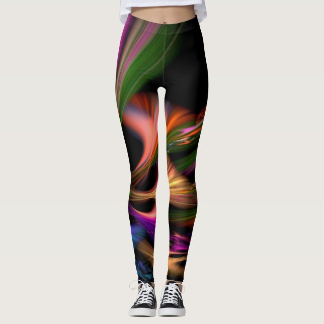 Neon Swirls Pattern Leggings (Front)