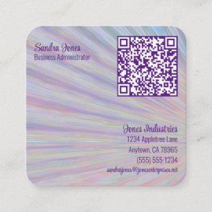 Neon Swoosh Design QR Code 7 Line Custom   Square Business Card