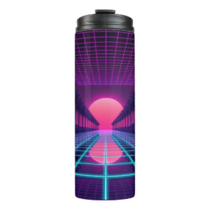 Neon Synthwave Aesthetic Thermal Tumblers