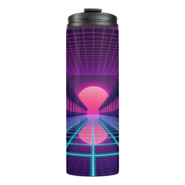 Neon Synthwave Aesthetic Thermal Tumblers (Front)