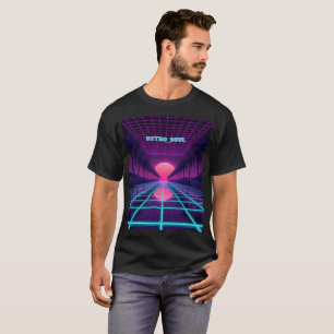 Neon Synthwave Horizon - Retro 80s Cyberpunk Grid T-Shirt