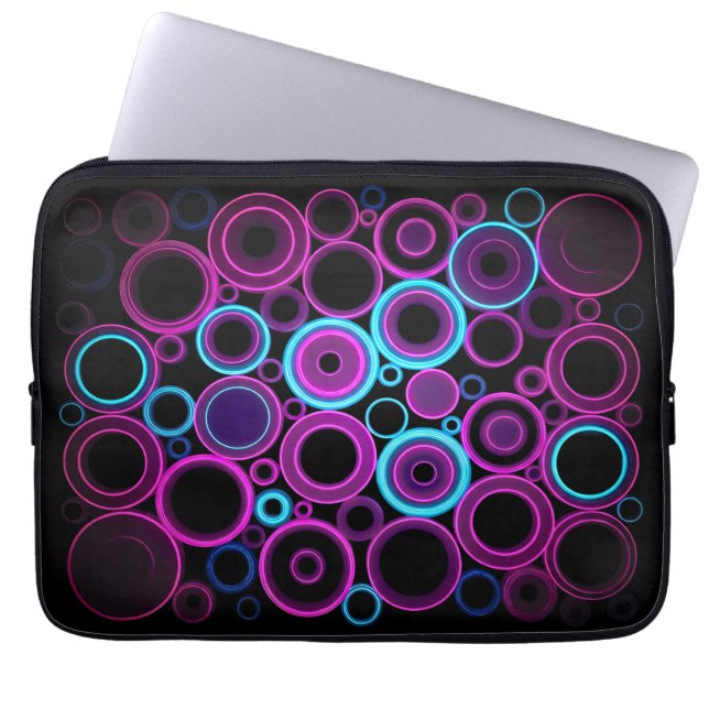 Neon Synthwave Matrix Cyber Tech Laptop Sleeve (Front)