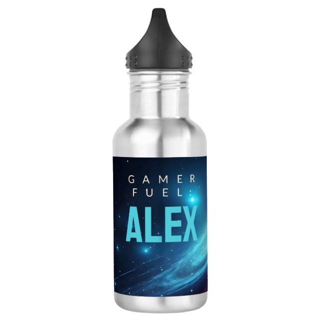 Neon Synthwave Space Galaxy Abstract Glowing Fluid 532 Ml Water Bottle (Left)