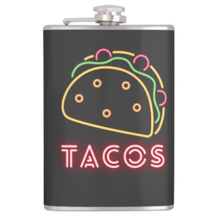 Neon Tacos Symbol  Hip Flask