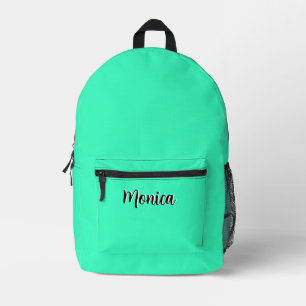 Neon Teal and Black 3D Personalised Name  Printed Backpack
