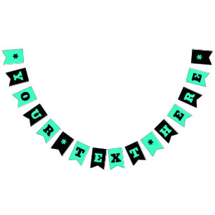 Neon Teal and Black Colour Customise Bunting Fla