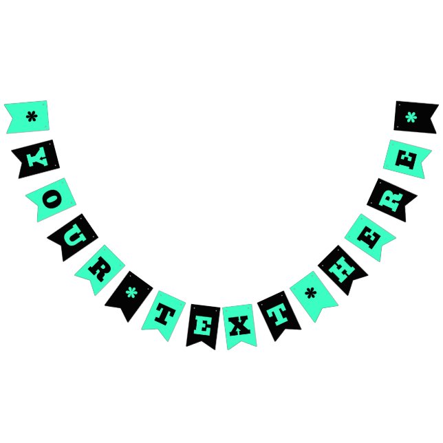 Neon Teal and Black Colour | Customise Bunting Fla (All)