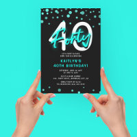 Neon Teal Thirty 40th Birthday Party